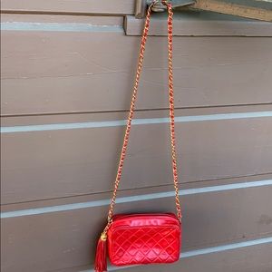 Chanel camera red  handbag with gold hardware